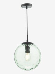 Dar Lighting Matt Black Green Glass Ripple Pendant Ceiling Light - Image 3 of 4