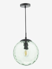 Dar Lighting Matt Black Green Glass Ripple Pendant Ceiling Light - Image 4 of 4