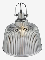 Dar Lighting Smoked Ribbed Glass Polished Chrome Rhode Large Pendant Ceiling Light - Image 5 of 6
