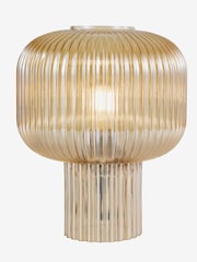 Dar Lighting Amber Ribbed Glass Demarius Table Lamp - Image 3 of 7