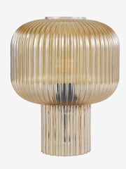 Dar Lighting Amber Ribbed Glass Demarius Table Lamp - Image 4 of 7
