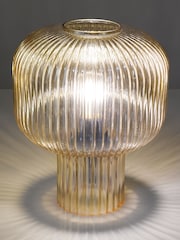 Dar Lighting Amber Ribbed Glass Demarius Table Lamp - Image 7 of 7