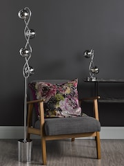 Dar Lighting Polished Chrome Smoked Glass Lysandra 2 Light Table Lamp - Image 2 of 5