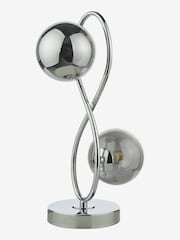 Dar Lighting Polished Chrome Smoked Glass Lysandra 2 Light Table Lamp - Image 4 of 5