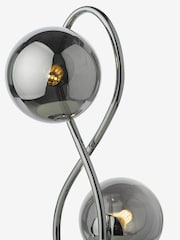Dar Lighting Polished Chrome Smoked Glass Lysandra 2 Light Table Lamp - Image 5 of 5