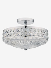 Dar Lighting Polished Chrome Crystal Olona 3 Light Semi Flush Ceiling Light - Image 1 of 3