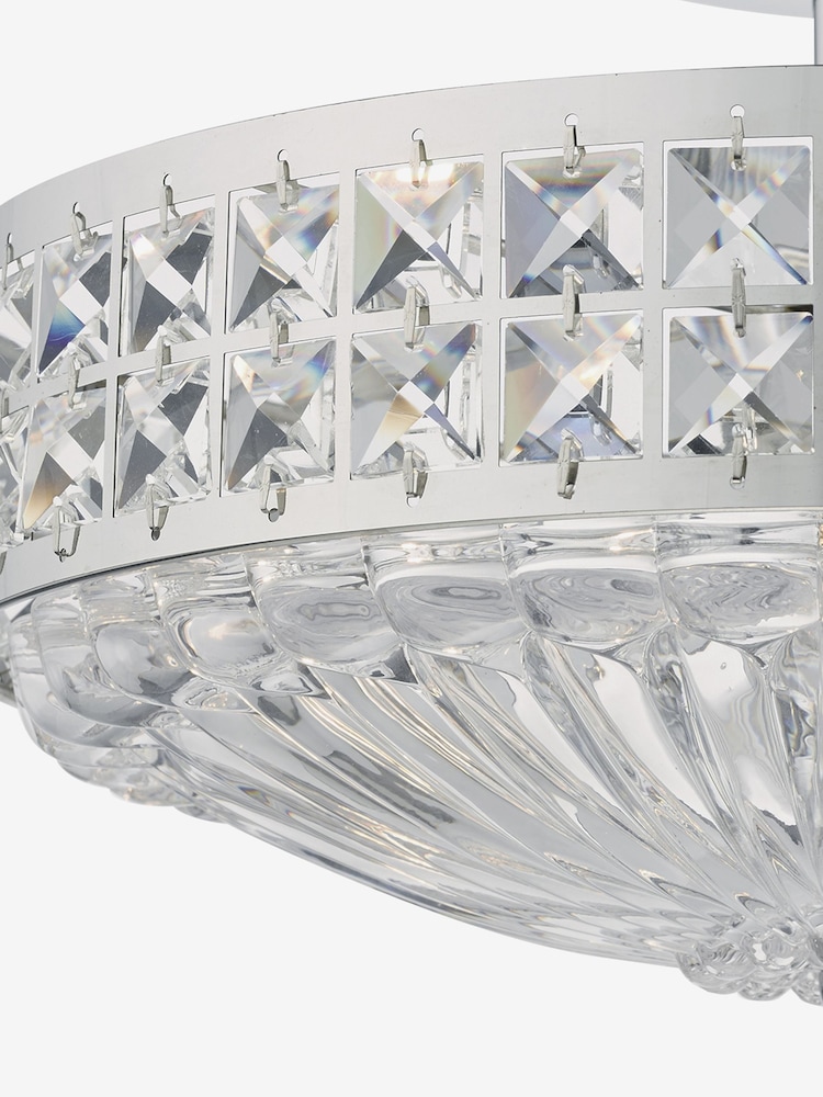 Dar Lighting Polished Chrome Crystal Olona 3 Light Semi Flush Ceiling Light - Image 2 of 3