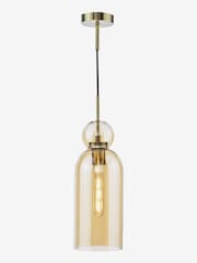 Dar Lighting Brushed Bronze Amber Glass Tao Pendant Ceiling Light - Image 4 of 7