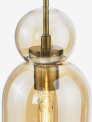 Dar Lighting Brushed Bronze Amber Glass Tao Pendant Ceiling Light - Image 6 of 7