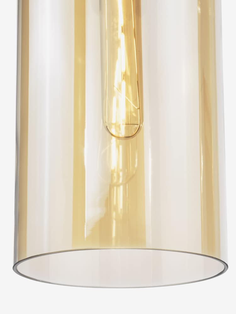 Dar Lighting Brushed Bronze Amber Glass Tao Pendant Ceiling Light - Image 7 of 7