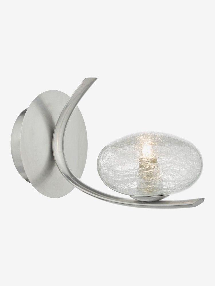 Dar Lighting Satin Chrome Textured Glass Leighton Wall Light - Image 1 of 4