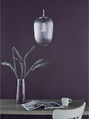 Dar Lighting Brushed Nickel Ribbed Glass Abrielle Pendant Ceiling Light - Image 2 of 6
