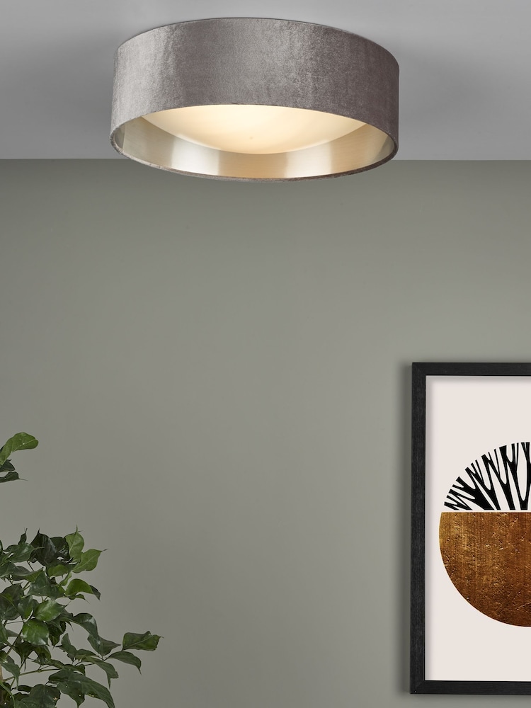 Dar Lighting Grey White Frosted Acrylic Nysa 2 Light Flush Ceiling Light - Image 1 of 4