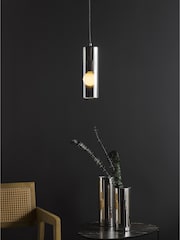 Dar Lighting Smoked Glass Polished Chrome Diaz Pendant Ceiling Light - Image 1 of 6