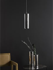 Dar Lighting Smoked Glass Polished Chrome Diaz Pendant Ceiling Light - Image 2 of 6
