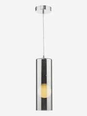 Dar Lighting Smoked Glass Polished Chrome Diaz Pendant Ceiling Light - Image 3 of 6