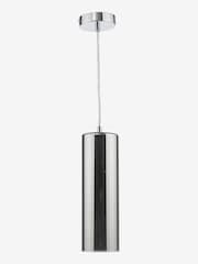 Dar Lighting Smoked Glass Polished Chrome Diaz Pendant Ceiling Light - Image 4 of 6