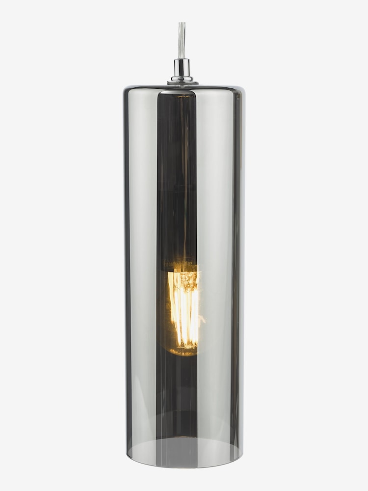 Dar Lighting Smoked Glass Polished Chrome Diaz Pendant Ceiling Light - Image 6 of 6
