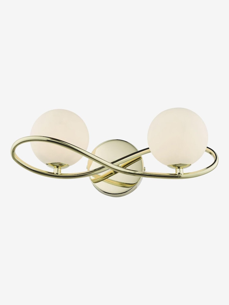 Dar Lighting Polished Gold Opal Glass Lysandra 2 Wall Light - Image 1 of 3