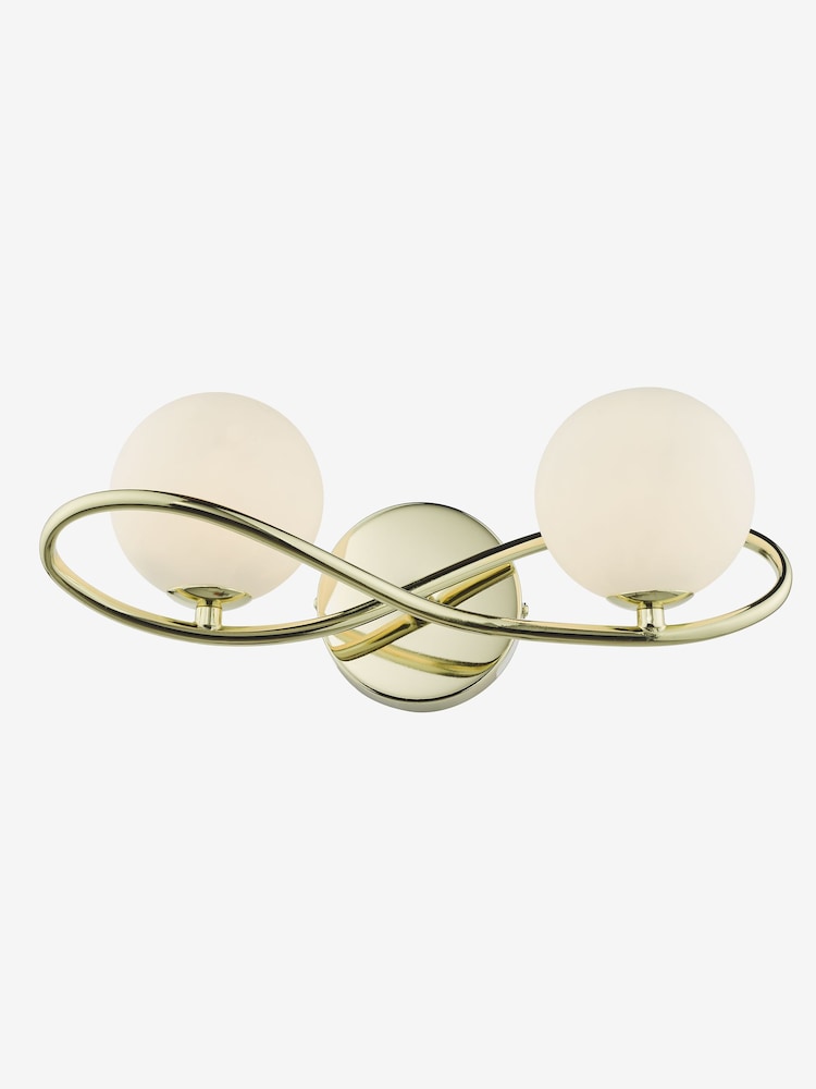 Dar Lighting Polished Gold Opal Glass Lysandra 2 Wall Light - Image 2 of 3