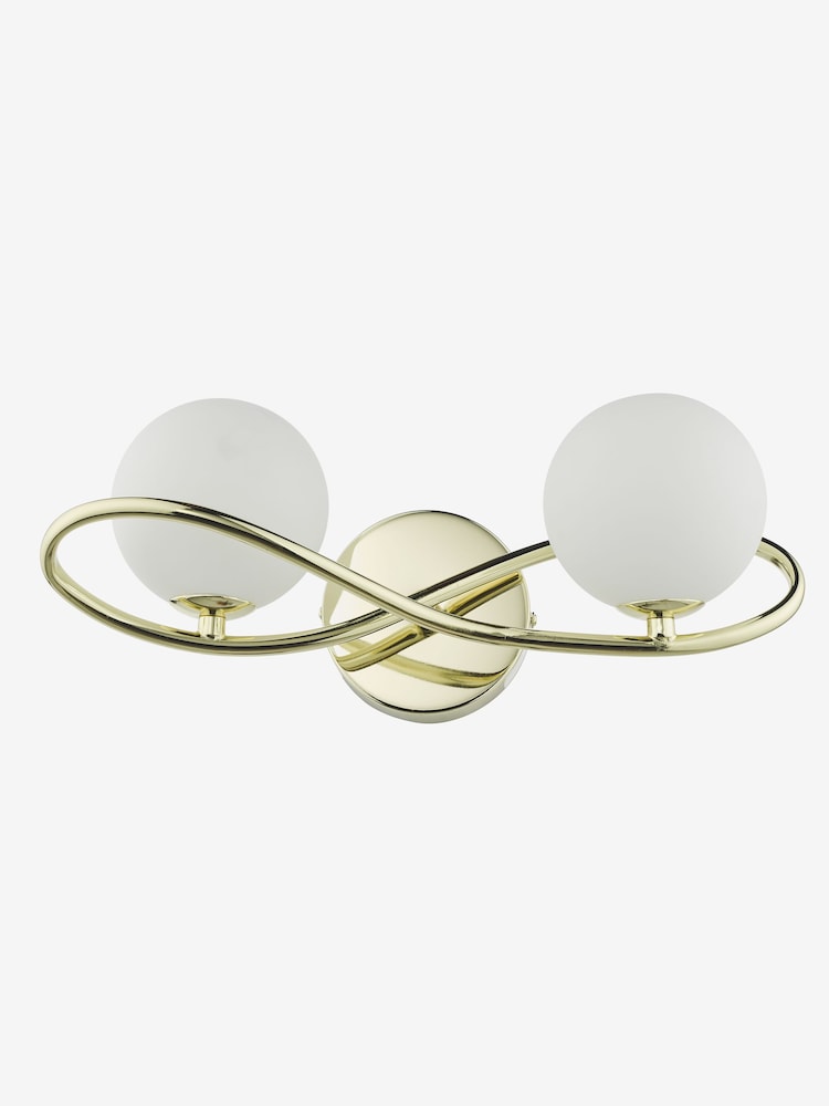 Dar Lighting Polished Gold Opal Glass Lysandra 2 Wall Light - Image 3 of 3