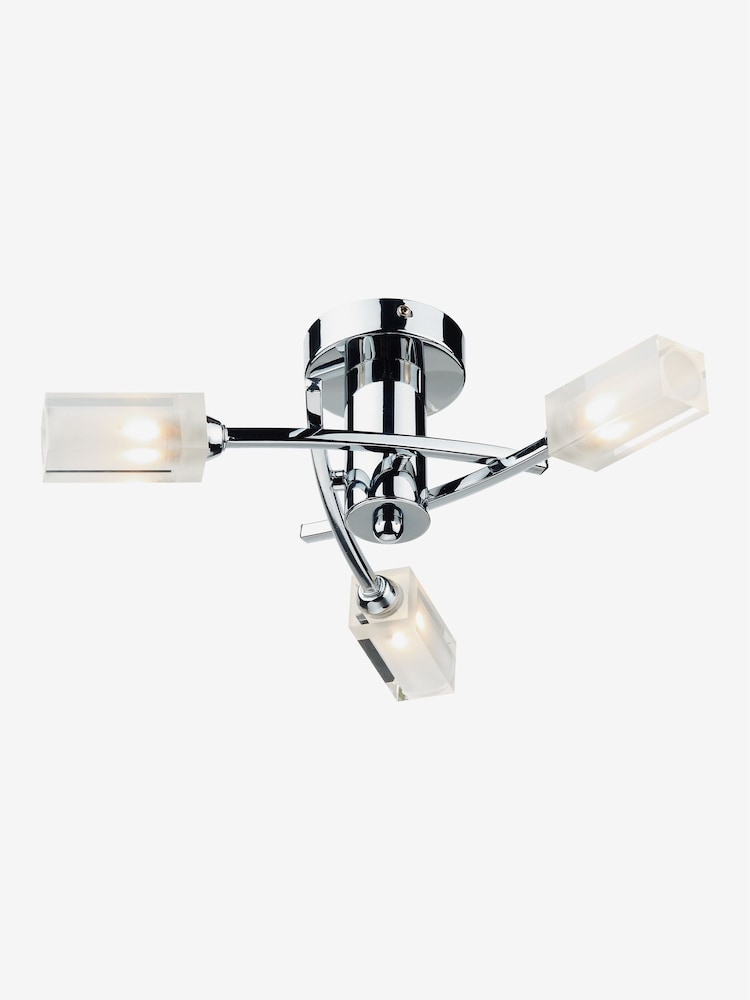 Dar Lighting Polished Chrome Glass Morgan 3 Light Semi Flush Ceiling Light - Image 1 of 3