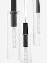 Dar Lighting Satin Black Ribbed Glass Ruben 3 Light Cluster Pendant Ceiling Light - Image 5 of 6