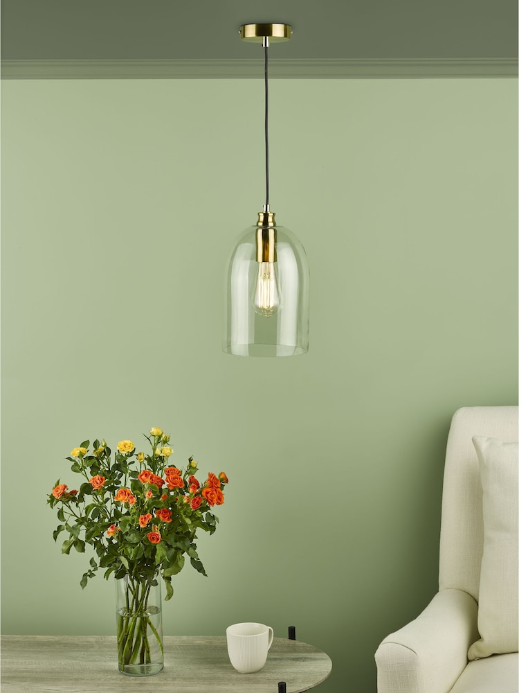 Dar Lighting Glass Satin Bronze Archie Pendant Ceiling Light - Image 1 of 4 Dar Lighting Glass Satin Bronze Archie Pendant Ceiling Light - Image 1 of 4