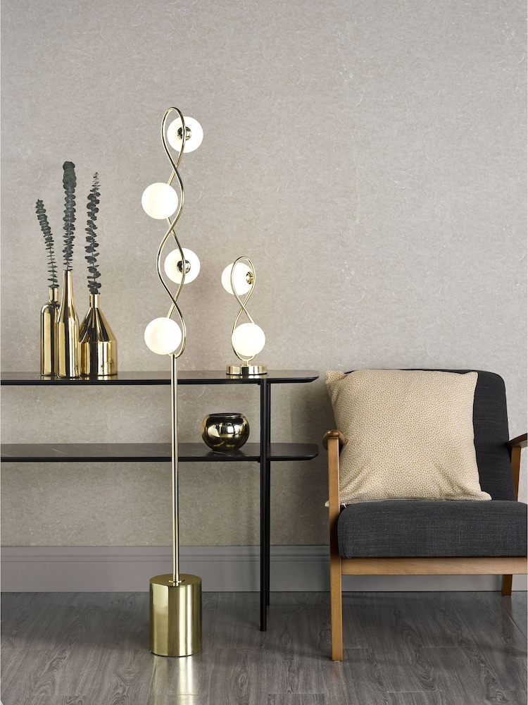 Dar Lighting Polished Gold Opal Glass Lysandra 2 Light Table Lamp - Image 1 of 5