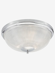 Dar Lighting Polished Chrome Textured Glass Arbor 3 Light Flush Ceiling Light - Image 1 of 4