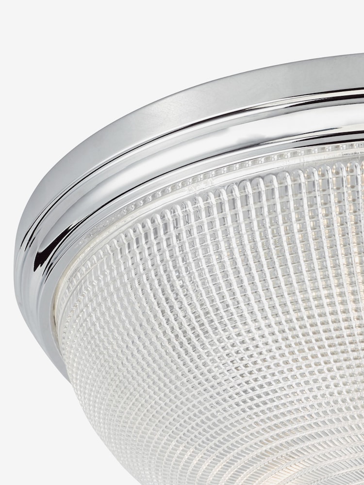 Dar Lighting Polished Chrome Textured Glass Arbor 3 Light Flush Ceiling Light - Image 2 of 4