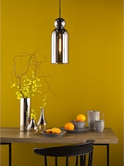 Dar Lighting Matt Black Smoked Glass Tao Pendant Ceiling Light - Image 1 of 7