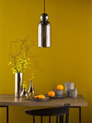 Dar Lighting Matt Black Smoked Glass Tao Pendant Ceiling Light - Image 2 of 7