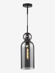 Dar Lighting Matt Black Smoked Glass Tao Pendant Ceiling Light - Image 3 of 7