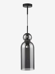 Dar Lighting Matt Black Smoked Glass Tao Pendant Ceiling Light - Image 4 of 7