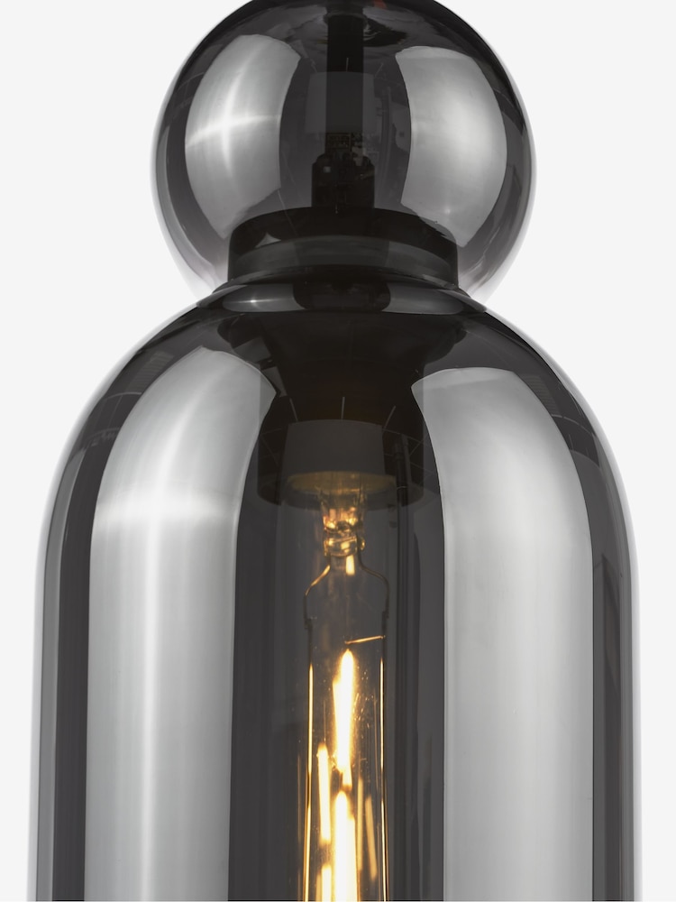 Dar Lighting Matt Black Smoked Glass Tao Pendant Ceiling Light - Image 7 of 7