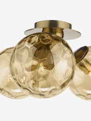 Dar Lighting Antique Bronze Amber Glass Ulrika 3 Light Flush Ceiling Light - Image 5 of 5