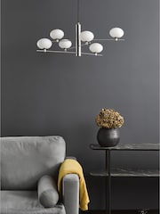Dar Lighting Satin Nickel Opal Glass Jasper 6 Light Pendant Ceiling Light - Image 2 of 7