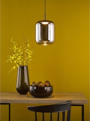 Dar Lighting Satin Black Smoked Glass Jurek Pendant Ceiling Light - Image 1 of 5