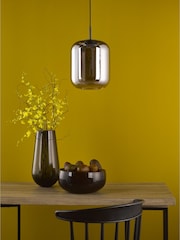 Dar Lighting Satin Black Smoked Glass Jurek Pendant Ceiling Light - Image 2 of 5