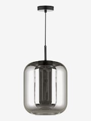 Dar Lighting Satin Black Smoked Glass Jurek Pendant Ceiling Light - Image 4 of 5