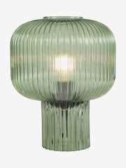 Dar Lighting Green Ribbed Glass Demarius Table Lamp - Image 1 of 5