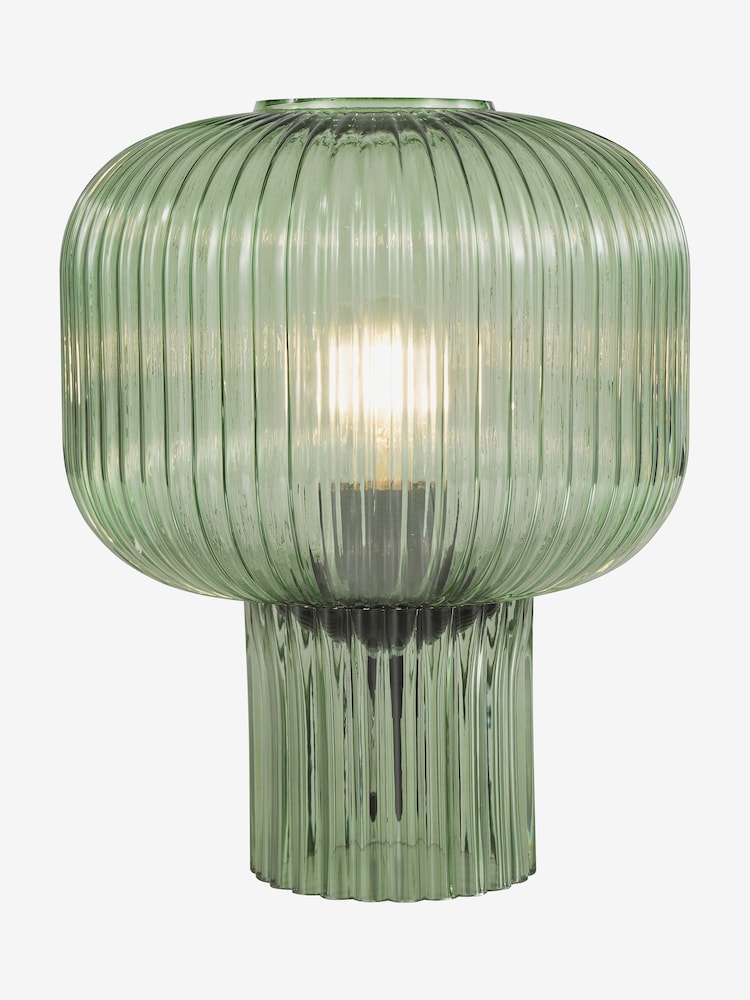 Dar Lighting Green Ribbed Glass Demarius Table Lamp - Image 1 of 5