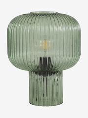Dar Lighting Green Ribbed Glass Demarius Table Lamp - Image 2 of 5