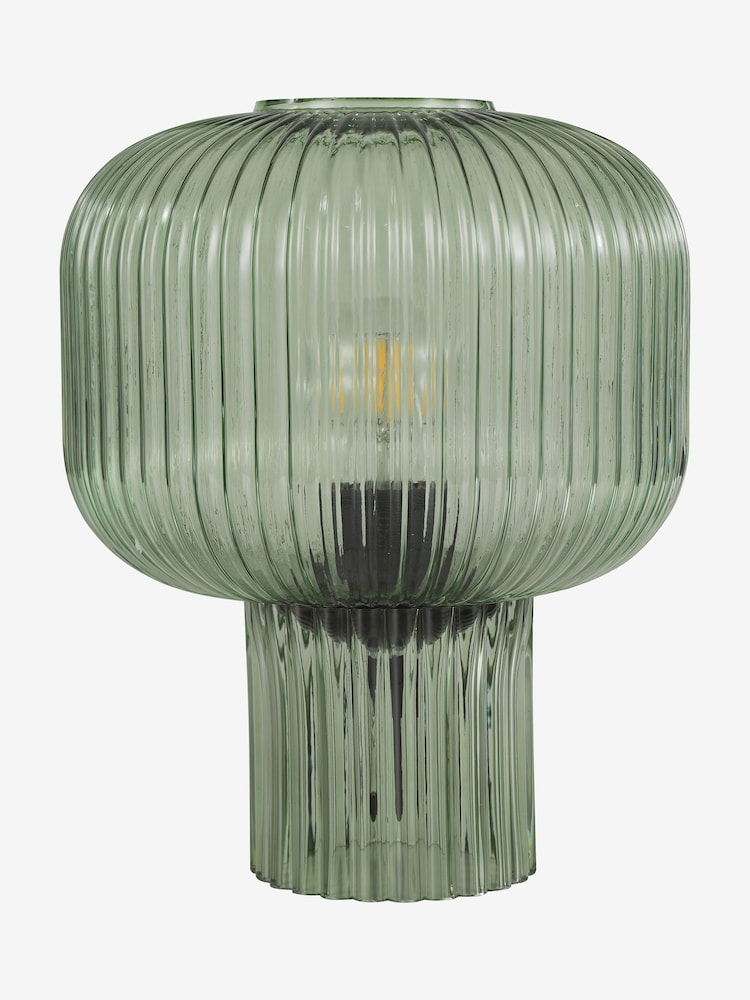 Dar Lighting Green Ribbed Glass Demarius Table Lamp - Image 2 of 5