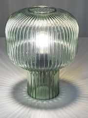 Dar Lighting Green Ribbed Glass Demarius Table Lamp - Image 5 of 5