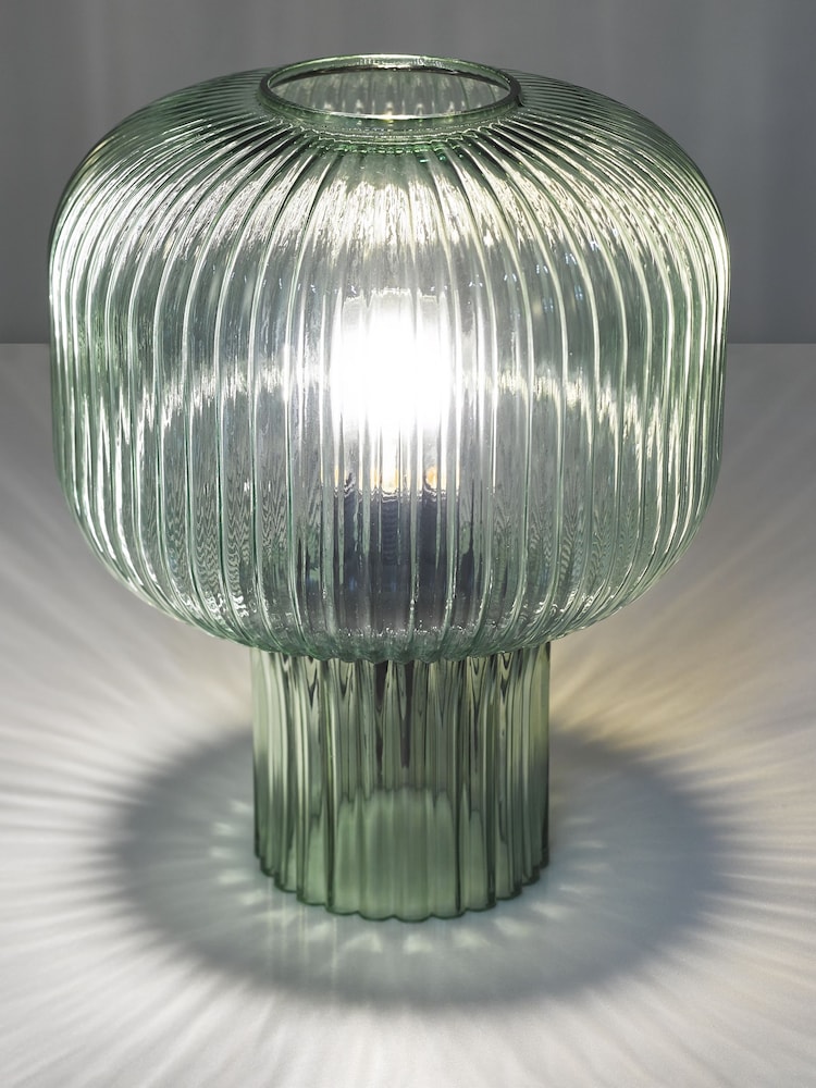 Dar Lighting Green Ribbed Glass Demarius Table Lamp - Image 5 of 5