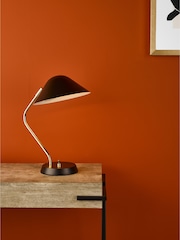 Dar Lighting Polished Brass Satin Black Erna Task Lamp - Image 1 of 9