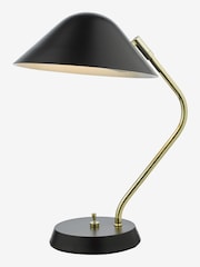 Dar Lighting Polished Brass Satin Black Erna Task Lamp - Image 3 of 9