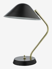 Dar Lighting Polished Brass Satin Black Erna Task Lamp - Image 4 of 9